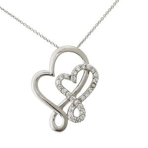 Sterling Silver & CZ Intertwined Hearts Necklace-Boutique